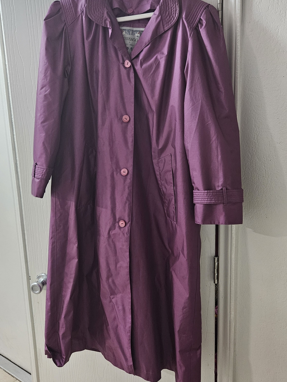 Women’s Plum Trench Coat with Button Front
